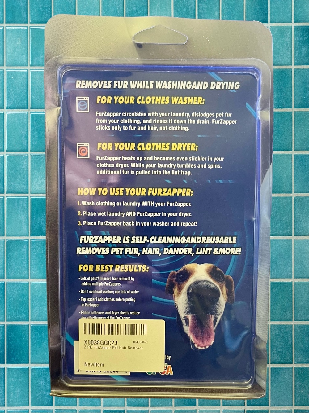 NWT 2 Pk FurZapper Pet & Lint Remover Silicone Reusable Hypoallergenic Laundry - Picture 4 of 5